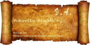 Vukovits Aladár névjegykártya